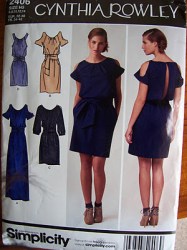2406 SIMPLICITY DESIGNER CUT OUT SLEEVES/ BACK SLIT DRESS LENGTHS PATTERN 6-22 2 SIZES